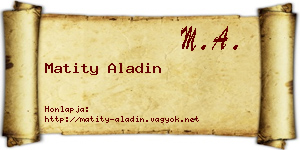 Matity Aladin névjegykártya